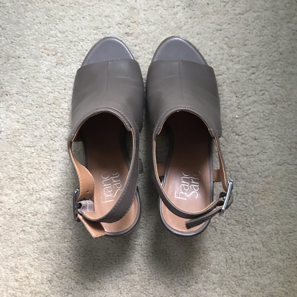Franco Sarto open toe heel booties